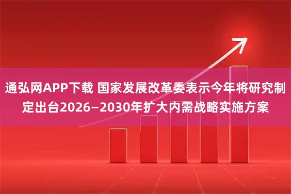 通弘网APP下载 国家发展改革委表示今年将研究制定出台2026—2030年扩大内需战略实施方案