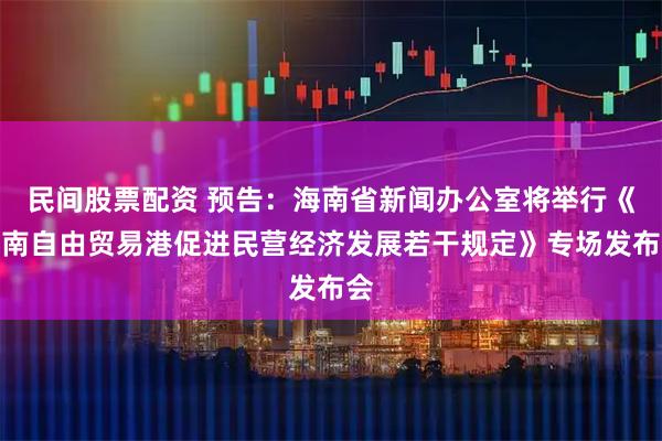 民间股票配资 预告:海南省新闻办公室将举行《海南自由贸易港促进民营经济发展若干规定》专场发布会