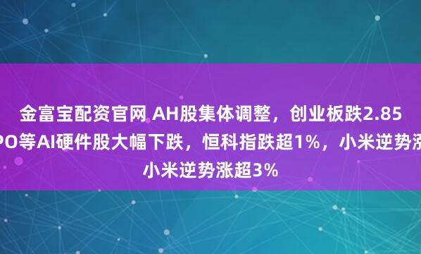 金富宝配资官网 AH股集体调整,创业板跌2.85%,CPO等AI硬件股大幅下跌,恒科指跌超1%,小米逆势涨超3%